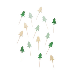 HEMA HEMA Cocktailprikkers Papier Kerstbomen - 15 Stuks