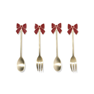 HEMA HEMA Lepel En Vorkjes 14.5cm Parels Roestvrij Staal - 4 Stuks