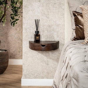 Nachtkastje Cove zwevend 1 lade set van 2 Massief acacia glaze brown