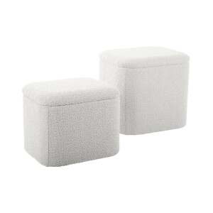 Set van 2 poefs Ada bouclé met opbergvak | LEITMOTIV