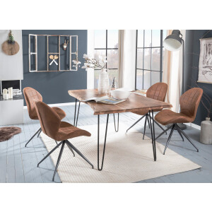 Home affaire Eettafel Manhattan 2.0 in boomstam-look en filigraan verwerkt frame