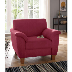 Home affaire Fauteuil Alta met binnenvering en contrastnaad, poten beuken eikenkleur