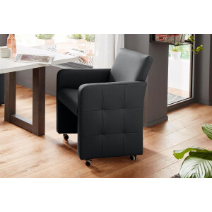 exxpo - sofa fashion Fauteuil Barista clubstoel op wielen, smalle armleuningen, actueel ontwerp