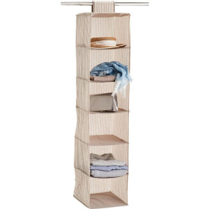 Zeller Present Multifunctionele mand Strepen 6 vakken, fleece, beige