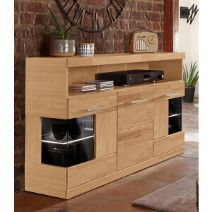 Home affaire Dressoir Ribe,130cm breit,Fronten Massivholz,2Türen mit gehärtetem Glaseinsatz Breedte 125 cm