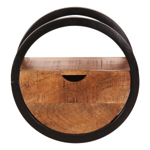Artistiq Rond Wandrek 'Shaniqe' Acaciahout en metaal, 30cm