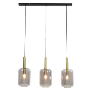 Light & Living Hanglamp 'Lekar' 3-Lamps, Antiek Brons/Smoke