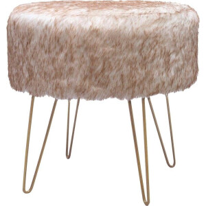 Kayoom Hocker Mio 1, bont hocker in modern ontwerp, ronde vorm met metalen poten (1 stuk)