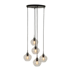 Light & Living Hanglamp 'Rakel' Getrapt, 5-Lamps, kleur Mat Zwart