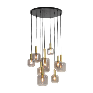 Light & Living Hanglamp 'Lekar' 9-Lamps, kleur Antiek Brons/Smoke