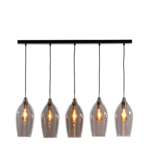 Light & Living Hanglamp 'Lukaro' 5-lamps, kleur Smoke/Antiek Brons