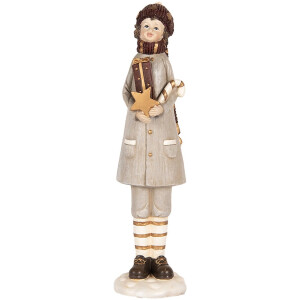 Clayre & Eef Decoratie Beeld Kind 8x8x30 cm Grijs Kunststof