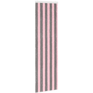 vidaXL - Insecten - Gordijn - Chenille - Zilvergrijs - en - Roze - 56 - x - 200 - cm