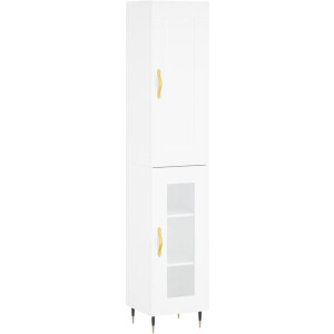 vidaXL - Hoge - kast - 34,5x34x180 - cm - bewerkt - hout - wit