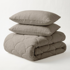 1+1 Gratis Wasbaar Easy Dekbed Zonder Overtrek - Winter Teddy - Taupe - Dekbed-Discounter.nl