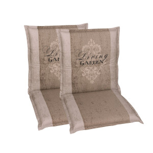GO-DE Textil Tuinkussen (Stoelkussens voor stoelen met een lage rugleuning, Beige)
