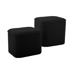 Set van 2 poefs Ada bouclé met opbergvak | LEITMOTIV