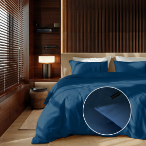 2e -50% | Dekbedovertrek Egyptisch Katoen - Uni - Donker Blauw - Lits-Jumeaux (240x240 Cm) - Blauw Egyptisch Katoen Katoen - Effen - Presence - Dekbed-Discounter.nl