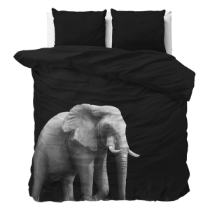 2e -50% | Dekbedovertrek Elephant - Eenpersoons (140x200 Cm) - Zwart Microvezel - Dieren - Sleeptime Essentials - Dekbed-Discounter.nl