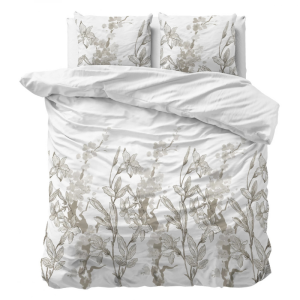 2e -50% | Dekbedovertrek Flynn - Wit - Lits-Jumeaux (240x220 Cm) - Wit Polyester-katoen - Patroon - Sleeptime Elegance - Dekbed-Discounter.nl