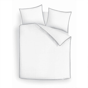 2e -50% | Dekbedovertrek Katoen - Amalfi - Tweepersoons (200x200 Cm) - Overlock Wit Katoen-satijn - Effen - Dekbed Discounter - Dekbed-Discounter.nl