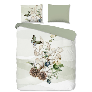 2e -50% | Dekbedovertrek Katoen-Flanel - Marjan - Eenpersoons (140x200 Cm) - Groen Katoen Flanel - Natuur & Dieren - Good Morning - Dekbed-Discounter.nl