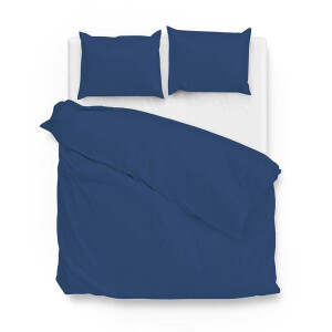 2e -50% | Dekbedovertrek Katoen-Satijn - Satinado - Evening Blue - Eenpersoons (140x200 Cm) - Blauw Katoen-satijn - Effen - Zo!Home - Dekbed-Discounter.nl