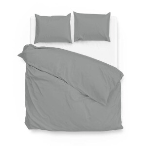2e -50% | Dekbedovertrek Katoen-Satijn - Satinado - Iron Grey - Lits-Jumeaux XL (260x200 Cm) - Grijs Katoen-satijn - Effen - Zo!Home - Dekbed-Discounter.nl