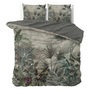2e -50% | Dekbedovertrek Macy - Groen - Tweepersoons (200x200 Cm) - Groen Microvezel - Bloemen - Sleeptime Essentials - Dekbed-Discounter.nl