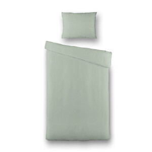 2e -50% | Dekbedovertrek Percale-Katoen - Uni - Jade - Eenpersoons (140x200 Cm) - Groen Percale Katoen Katoen - Effen - Presence - Dekbed-Discounter.nl