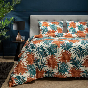 2e -50% | Dekbedovertrek Pretty Palm - Terra Dekbedovertrek - Tweepersoons (200x200 Cm) - Bruin Katoen - Patroon - Presence - Dekbed-Discounter.nl