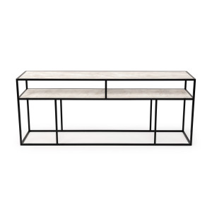 Stalux Side-table 'Teun' 200cm, kleur zwart / wit marmer