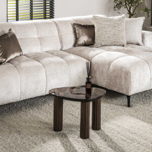 LifestyleFurn Organische Salontafel 'Cassidi' Glas, 51 x 37cm, kleur Koper Antiek
