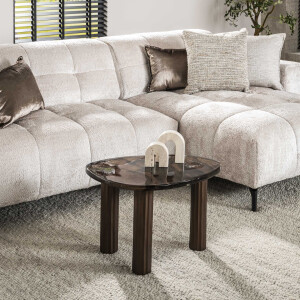 LifestyleFurn Organische Salontafel 'Cassidi' Glas, 62 x 45cm, kleur Koper Antiek