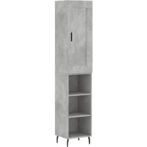 vidaXL - Hoge - kast - 34,5x34x180 - cm - bewerkt - hout - betongrijs