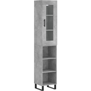 vidaXL - Hoge - kast - 34,5x34x180 - cm - bewerkt - hout - betongrijs
