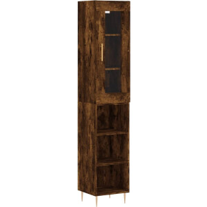 vidaXL - Hoge - kast - 34,5x34x180 - cm - bewerkt - hout - gerookt - eikenkleurig