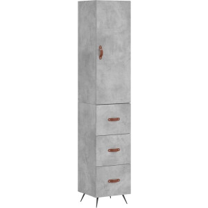 vidaXL - Hoge - kast - 34,5x34x180 - cm - bewerkt - hout - betongrijs