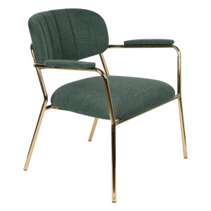 ZILT Fauteuil 'Kolten' met armleuning, kleur Goud/Donkergroen