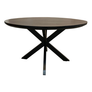 Livingfurn Ronde Eettafel 'Jesper' Mangohout, 130cm, kleur Zwart