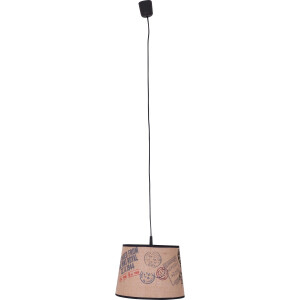 näve Hanglamp Print E27 max. 60 W, kunststof/textiel, kleur: bruin + rood/zwarte motieven (1 stuk)