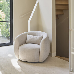 Rivièra Maison Draaifauteuil 'Leonardo' Chenille Jacquard, kleur Glossy Flax