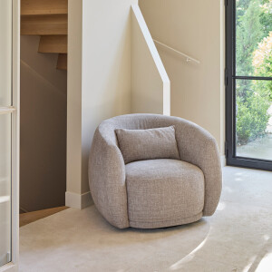 Rivièra Maison Draaifauteuil 'Leonardo' Chenille Jacquard, kleur Bright Taupe