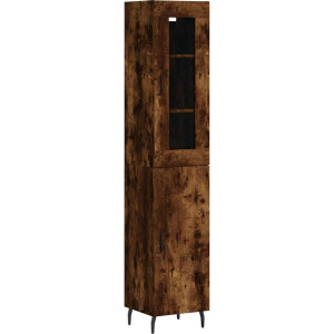 vidaXL - Hoge - kast - 34,5x34x180 - cm - bewerkt - hout - gerookt - eikenkleurig