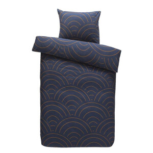 2e Halve Prijs Leen Bakker - Dekbedovertrek Sendai Grafisch - /caramel - 140x200/220 Cm - Katoen - Blauw