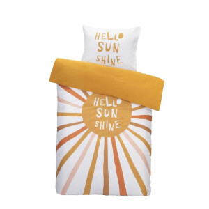 Leen Bakker - Dekbedovertrek Ella - Wit/oker - 140x200 Cm - Katoen - Oranje#Wit