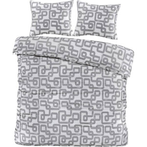 2e Halve Prijs Leen Bakker - Dekbedovertrek Malaga - 200x220 Cm - Polyester - Grijs