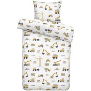 2e Halve Prijs Leen Bakker - Dekbedovertrek Joel - Wit/geel - 140x200 Cm - Polyester - Geel#Wit