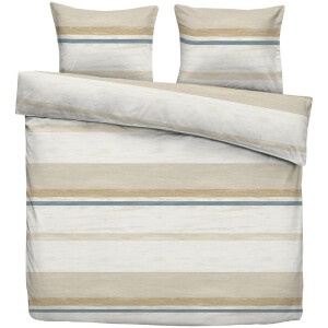 Leen Bakker - Dekbedovertrek Leo - /blauw - 200x200/220 Cm - Katoen - Beige