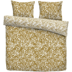 Leen Bakker - Dekbedovertrek Aila - Oker/wit - 200x200/220 Cm - Katoen - Geel#Wit